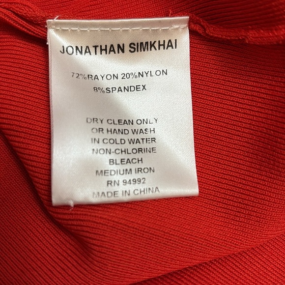 Jonathan Simkhai Red Long Sleeve Rib Knit Crew Neck Top Wide Flare Cuffs Sz M - Picture 4 of 8